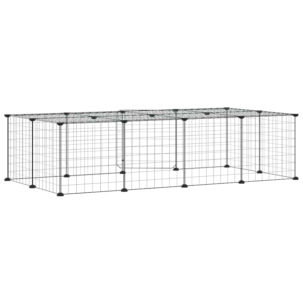 Gabbia per Animali 20 Pannelli con Porta Nera 140x70x35 cm — miniatura 4 di 8