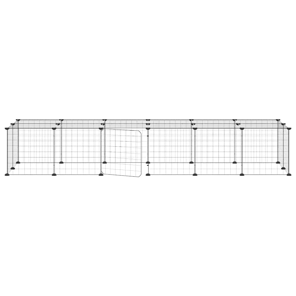 Gabbia per Animali 28 Pannelli con Porta Nero 210x70x35 cm — miniatura 3 di 8