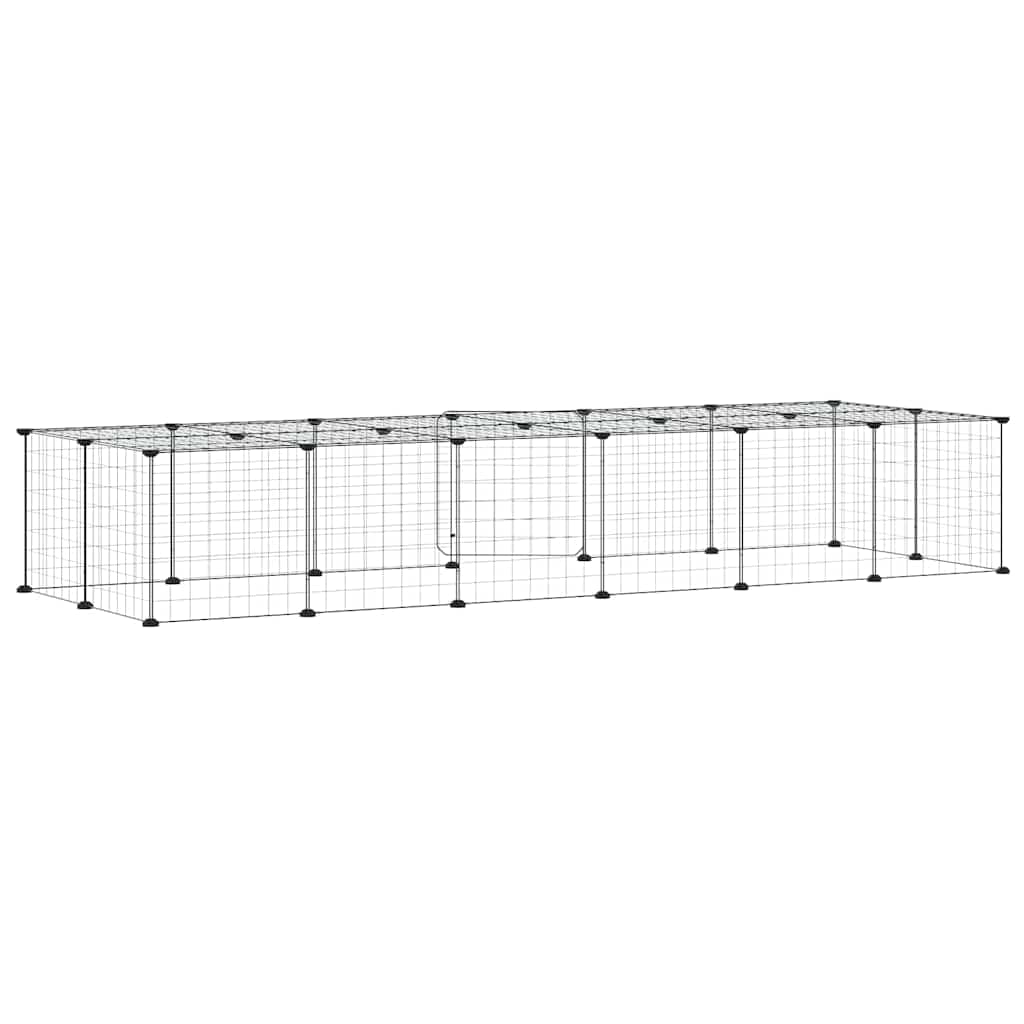 Gabbia per Animali 28 Pannelli con Porta Nero 210x70x35 cm — miniatura 4 di 8
