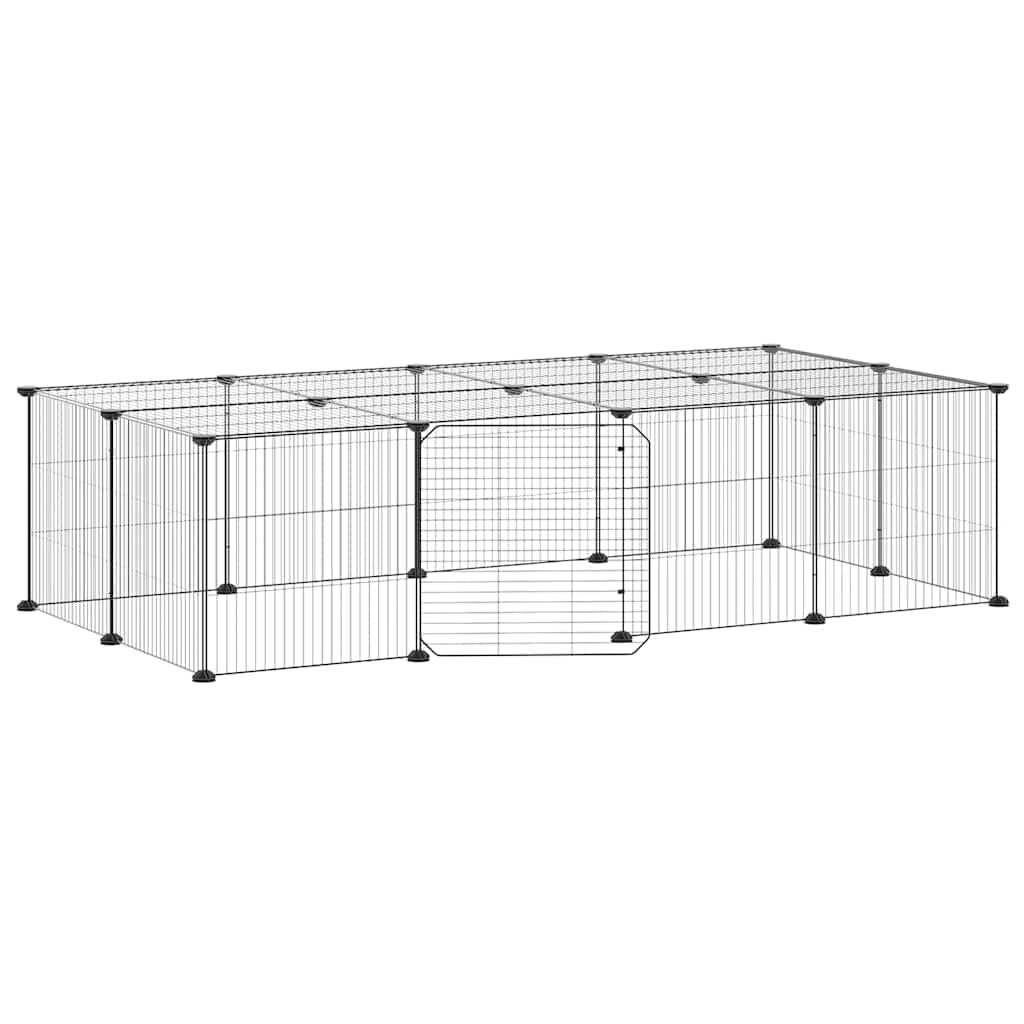 Gabbia per Animali 20 Pannelli con Porta Nera 140x70x35 cm — miniatura 2 di 8