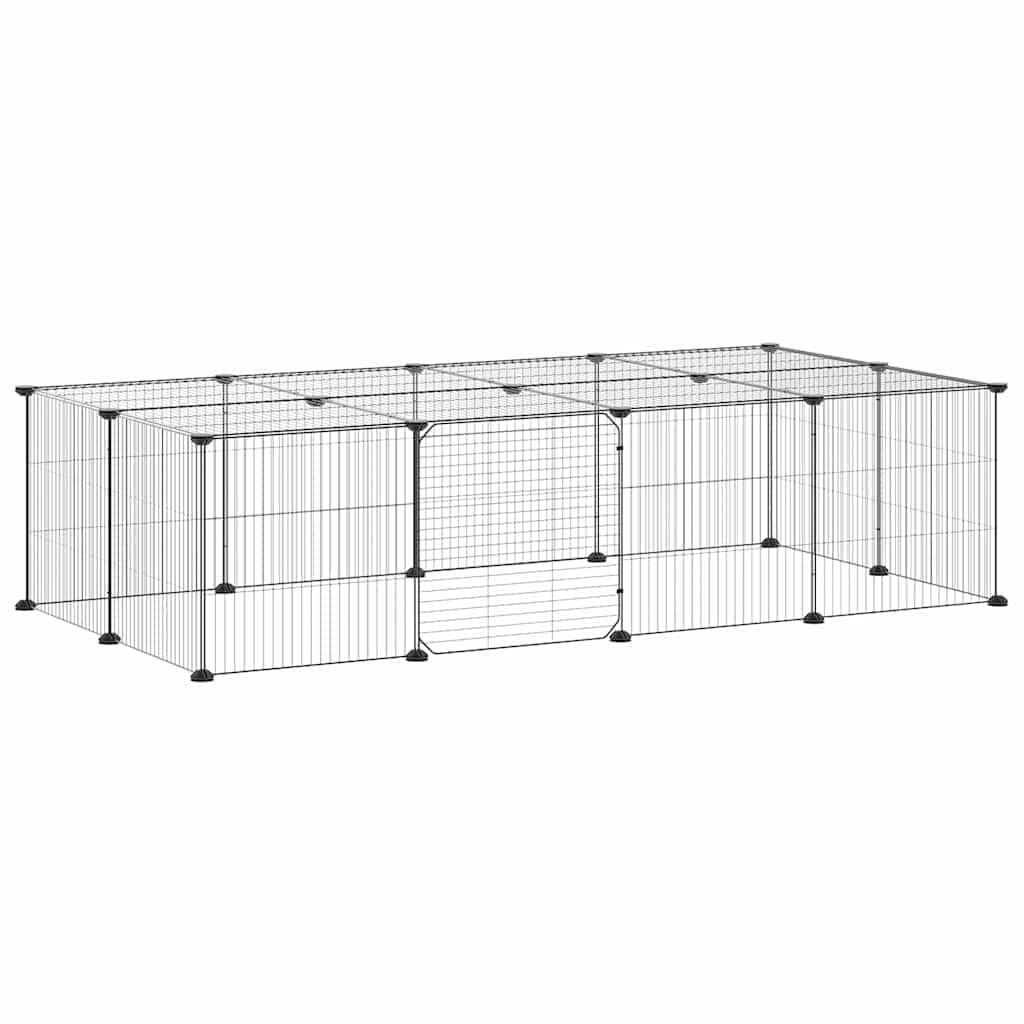 Gabbia per Animali 20 Pannelli con Porta Nera 140x70x35 cm — miniatura 5 di 8