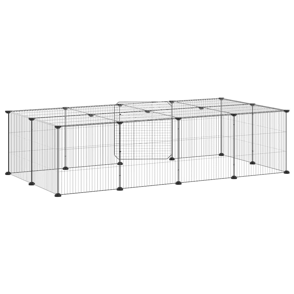 Gabbia per Animali 20 Pannelli con Porta Nera 140x70x35 cm — miniatura 4 di 8