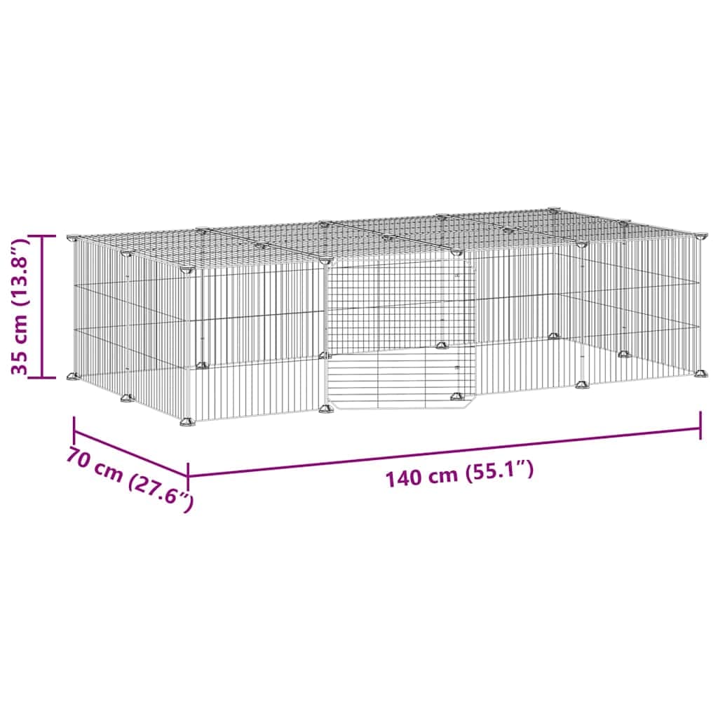 Gabbia per Animali 20 Pannelli con Porta Nera 140x70x35 cm — miniatura 7 di 8