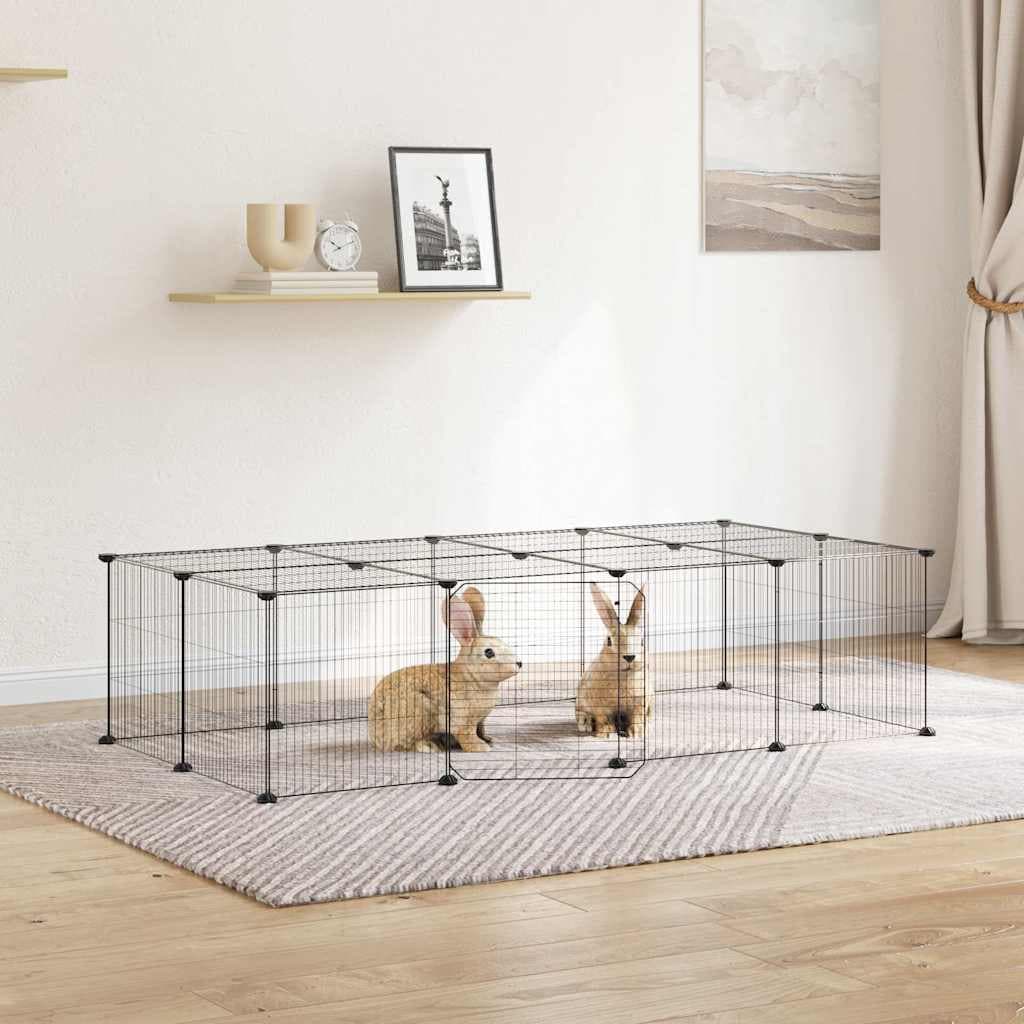 Gabbia per Animali 20 Pannelli con Porta Nera 140x70x35 cm — miniatura 1 di 8