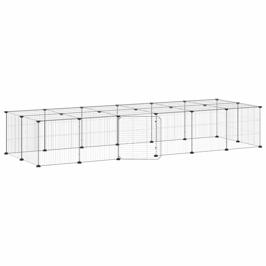 Gabbia per Animali 28 Pannelli con Porta Nero 210x70x35 cm — miniatura 2 di 8