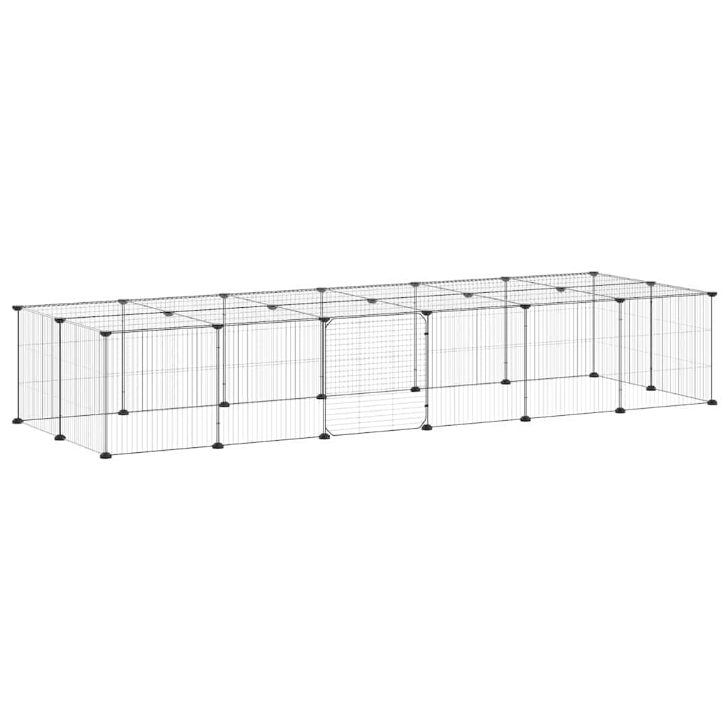 Gabbia per Animali 28 Pannelli con Porta Nero 210x70x35 cm — miniatura 5 di 8