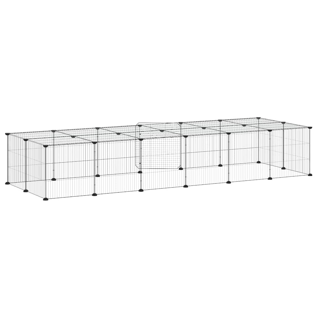 Gabbia per Animali 28 Pannelli con Porta Nero 210x70x35 cm — miniatura 4 di 8