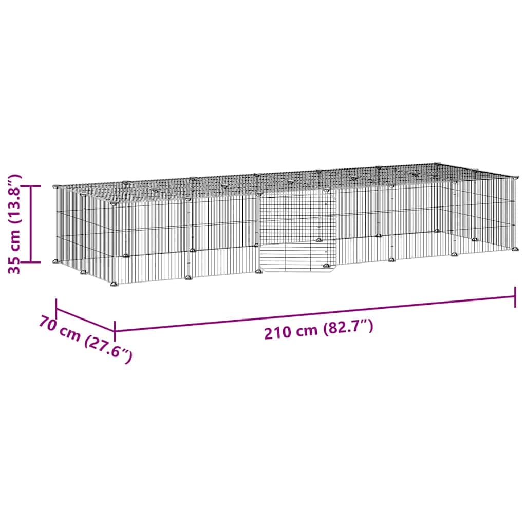 Gabbia per Animali 28 Pannelli con Porta Nero 210x70x35 cm — miniatura 7 di 8