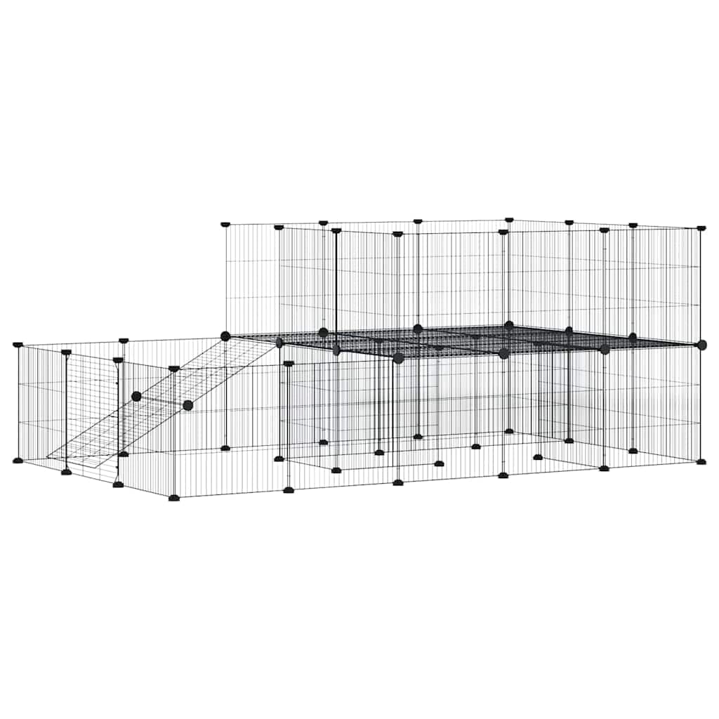 Gabbia per Animali 44 Pannelli con Porta Nera 175x105x70 cm — miniatura 2 di 8