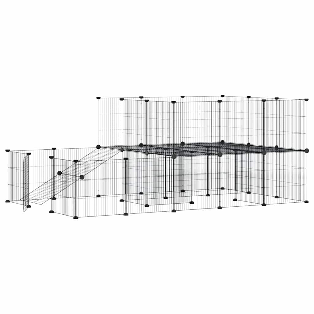 Gabbia per Animali 44 Pannelli con Porta Nera 175x105x70 cm — miniatura 5 di 8