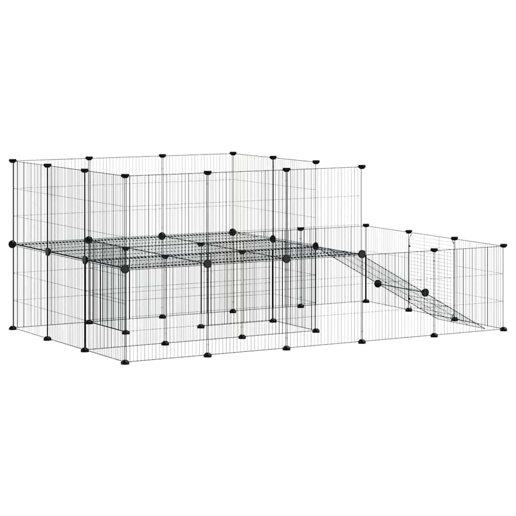Gabbia per Animali 44 Pannelli con Porta Nera 175x105x70 cm — miniatura 4 di 8