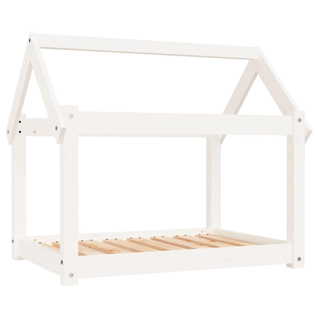 Cuccia per Cani Bianca 81x60x70 cm in Legno Massello di Pino — miniatura 2 di 7
