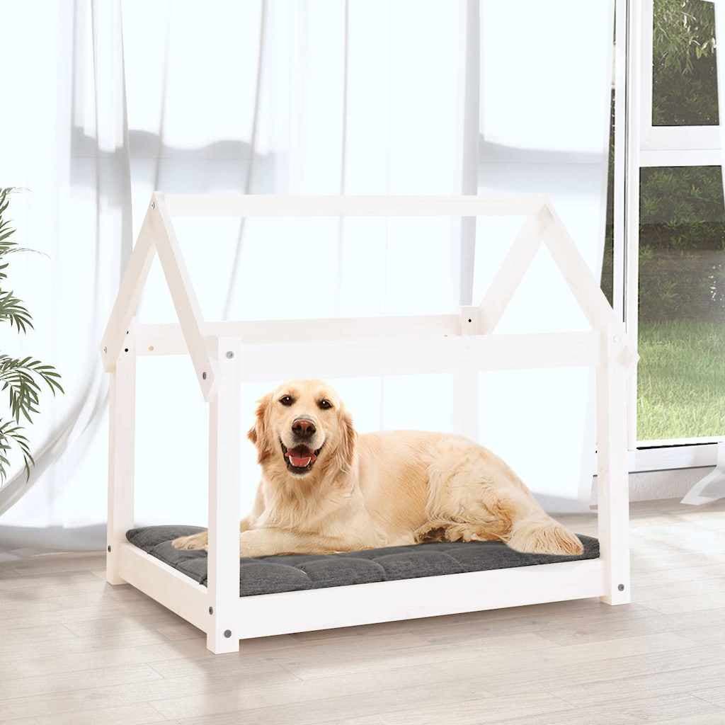 Cuccia per Cani Bianca 81x60x70 cm in Legno Massello di Pino — miniatura 3 di 7