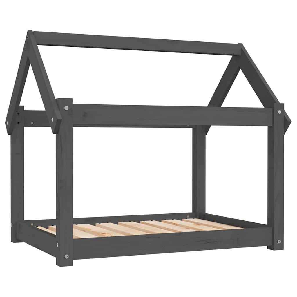 Cuccia per Cani Grigia 81x60x70 cm in Legno Massello di Pino — miniatura 2 di 7