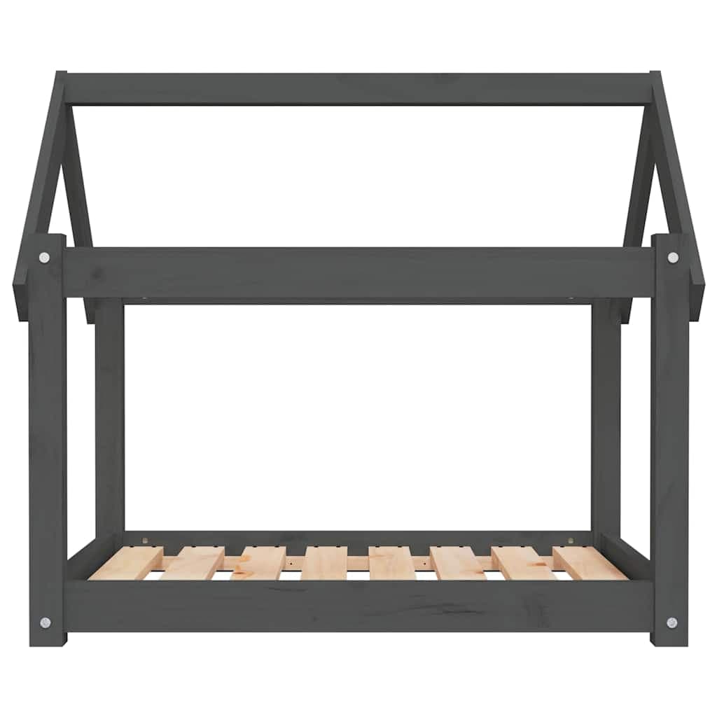 Cuccia per Cani Grigia 81x60x70 cm in Legno Massello di Pino — miniatura 4 di 7