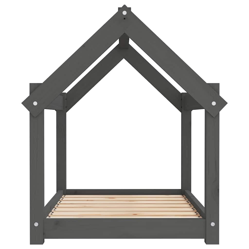 Cuccia per Cani Grigia 81x60x70 cm in Legno Massello di Pino — miniatura 5 di 7