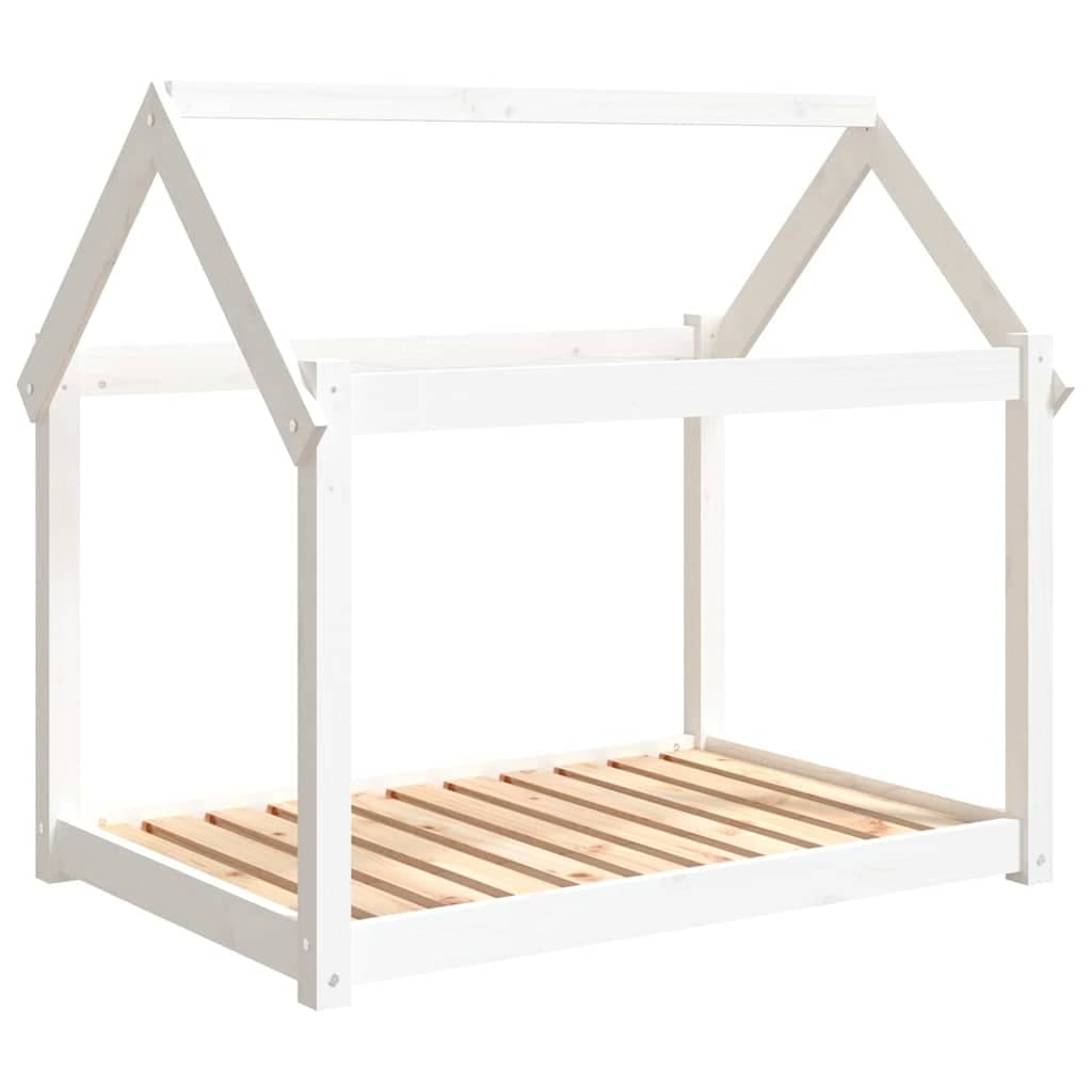 Cuccia per Cani Bianca 101x70x90 cm in Legno Massello di Pino — miniatura 2 di 7