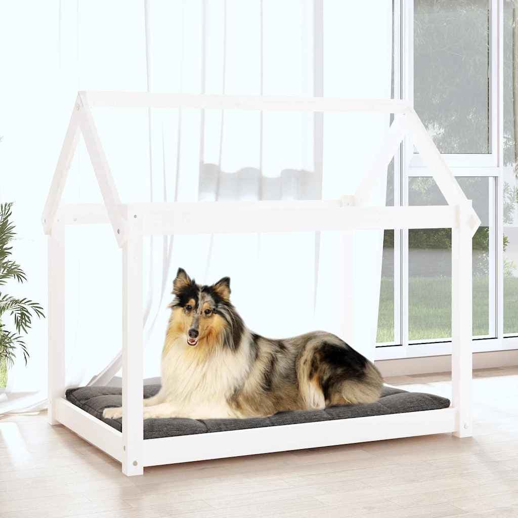 Cuccia per Cani Bianca 101x70x90 cm in Legno Massello di Pino — miniatura 3 di 7