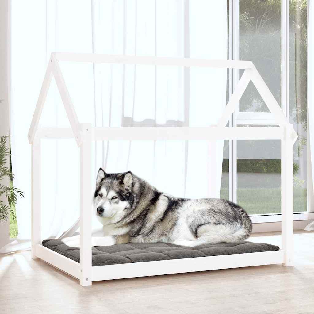 Cuccia per Cani Bianca 111x80x100 cm in Legno Massello di Pino — miniatura 3 di 7