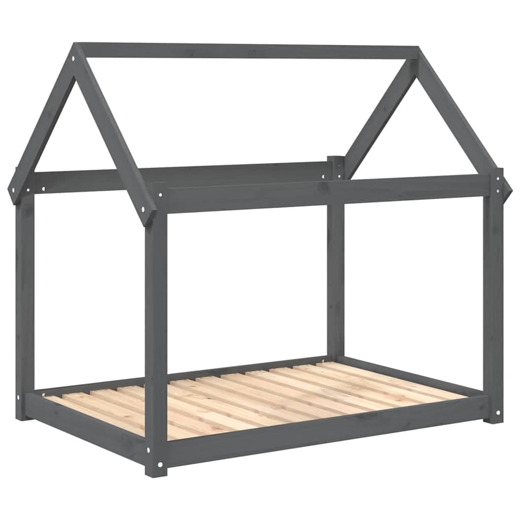 Cuccia per Cani Grigia 111x80x100 cm in Legno Massello di Pino — miniatura 2 di 7