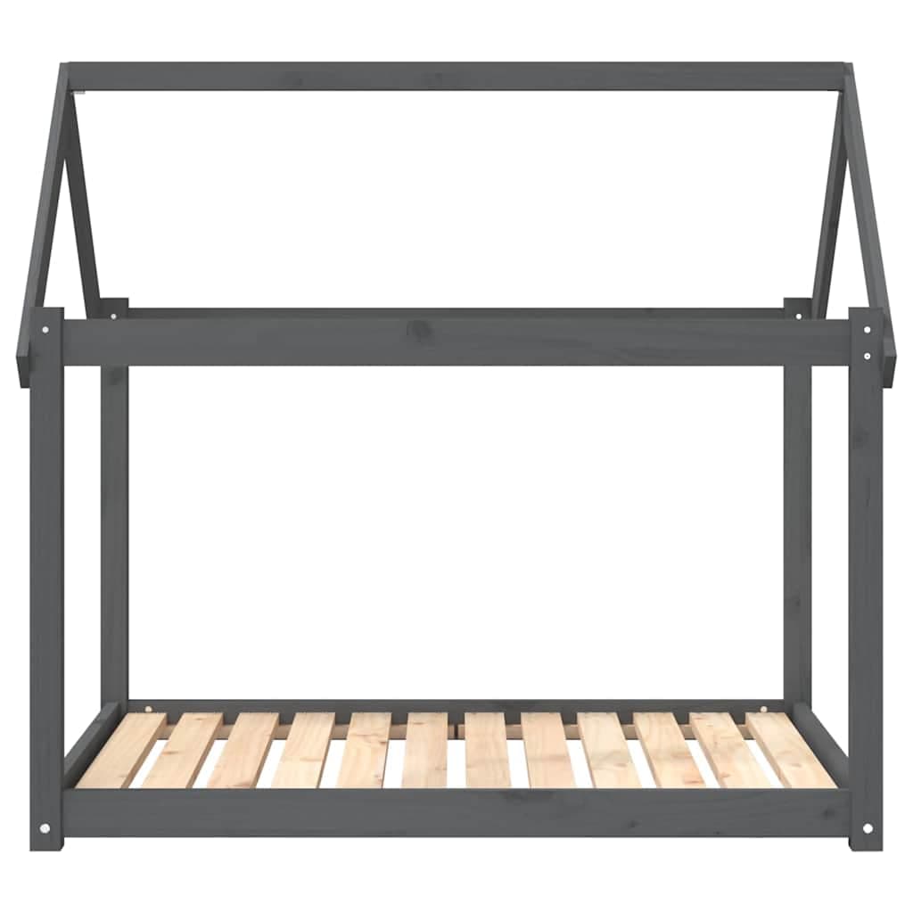 Cuccia per Cani Grigia 111x80x100 cm in Legno Massello di Pino — miniatura 4 di 7