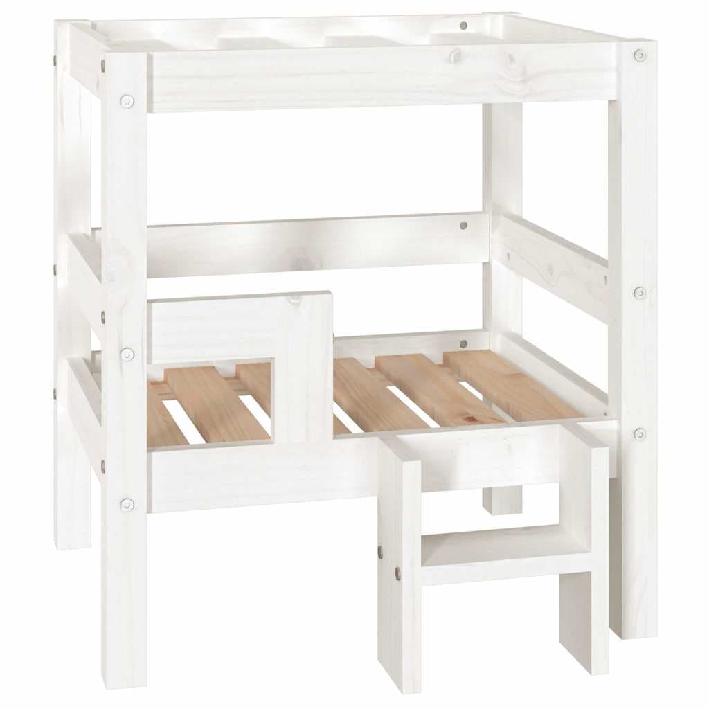 Cuccia per Cani Bianco 55,5x53,5x60cm in Legno Massello di Pino — foto 2 di 7
