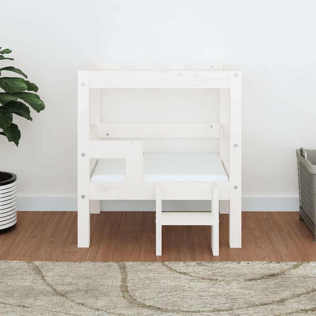 Cuccia per Cani Bianco 55,5x53,5x60cm in Legno Massello di Pino — foto 3 di 7