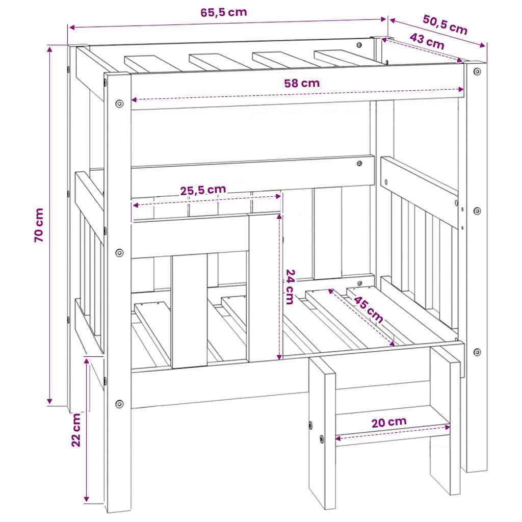 Cuccia per Cani 65,5x50,5x70 cm in Legno Massello di Pino — miniatura 7 di 7