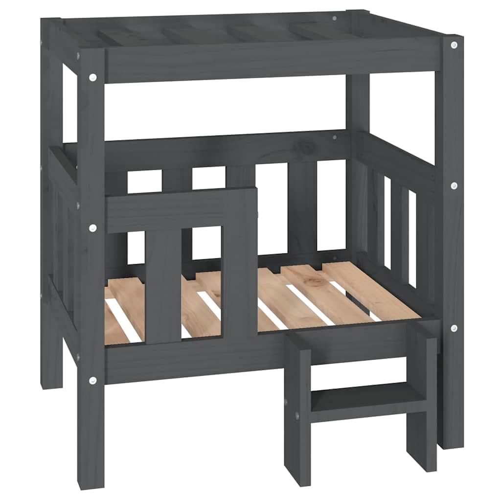 Cuccia per Cani Grigio 65,5x50,5x70 cm in Legno Massello di Pino — miniatura 2 di 7