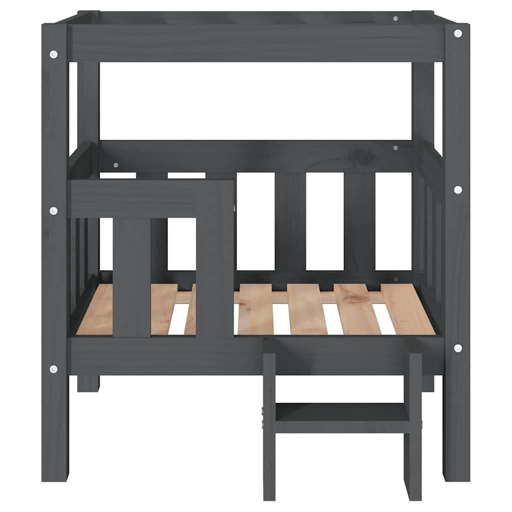 Cuccia per Cani Grigio 65,5x50,5x70 cm in Legno Massello di Pino — miniatura 4 di 7