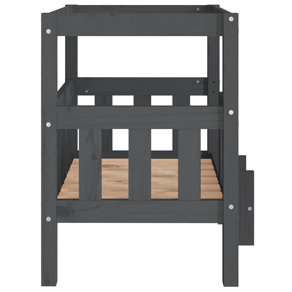 Cuccia per Cani Grigio 65,5x50,5x70 cm in Legno Massello di Pino — miniatura 5 di 7