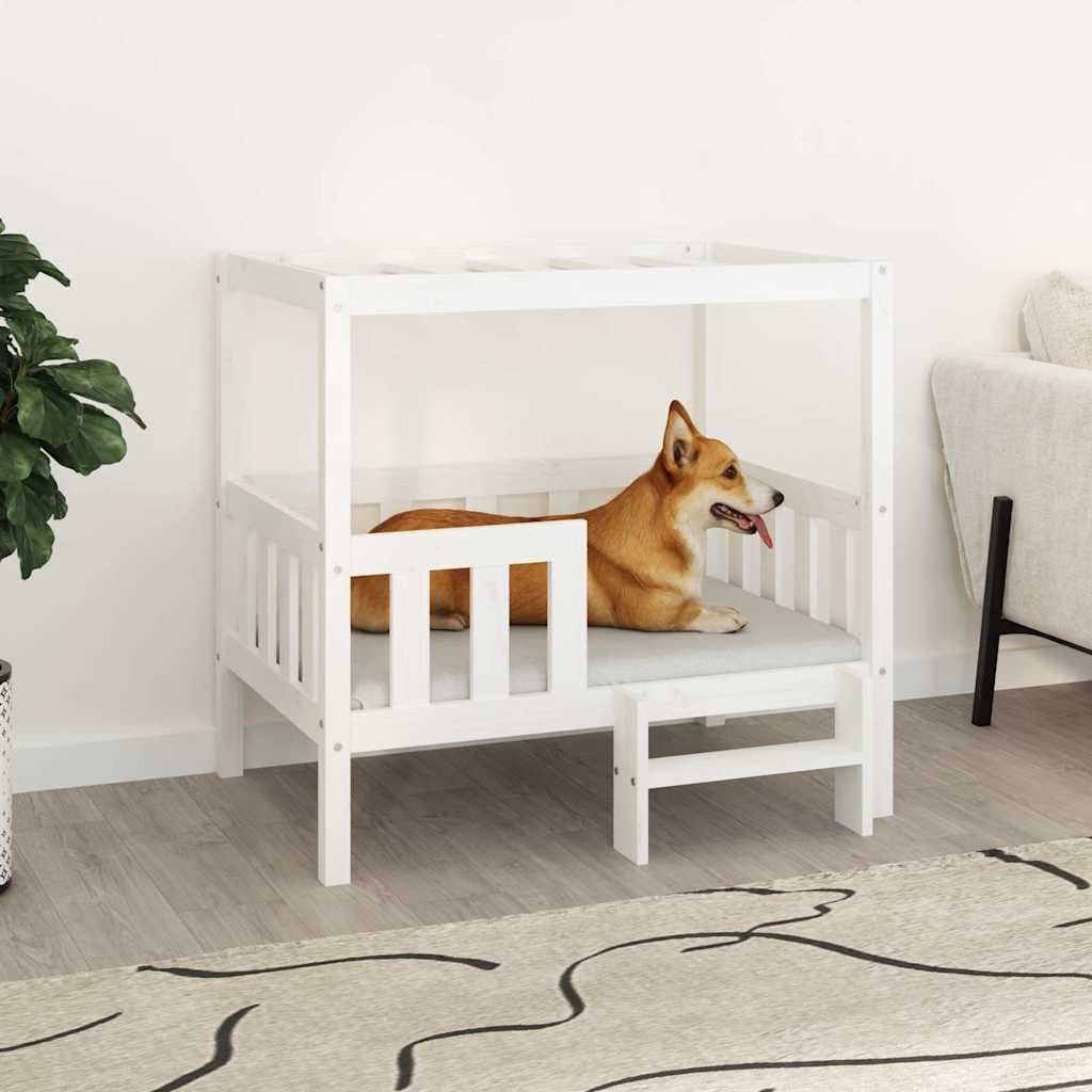 Cuccia per Cani Bianco 95,5x73,5x90cm in Legno Massello di Pino — miniatura 1 di 7