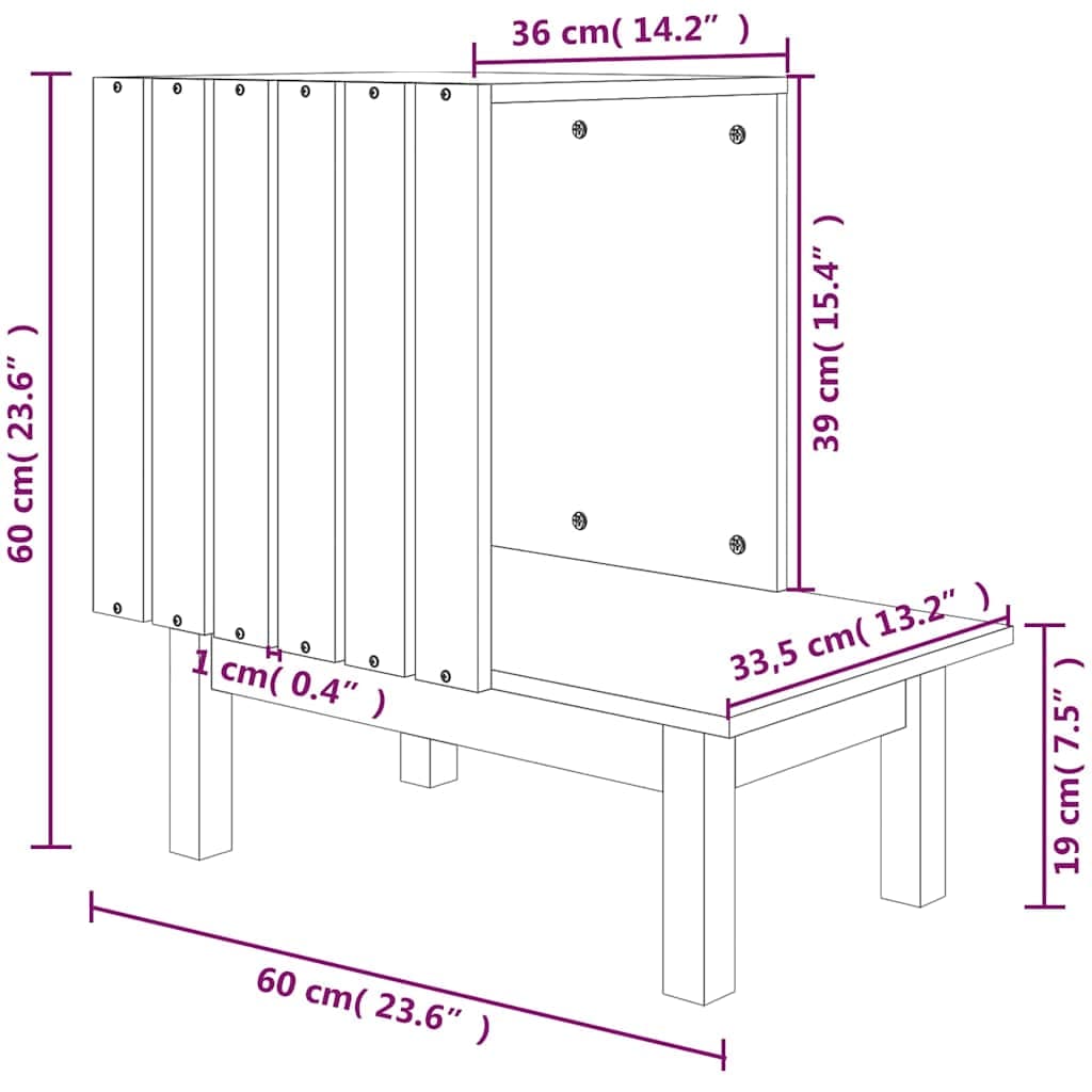 Casetta per Gatti 60x36x60 cm in Legno Massello di Pino — miniatura 7 di 7