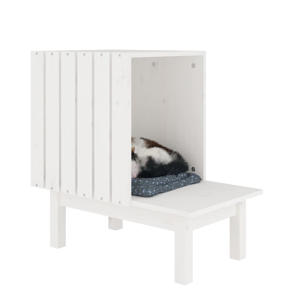 Casetta per Gatti Bianca 60x36x60 cm in Legno Massello di Pino — miniatura 5 di 7