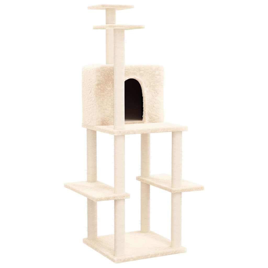 Albero per Gatti con Tiragraffi in Sisal Crema 144,5 cm — miniatura 2 di 6