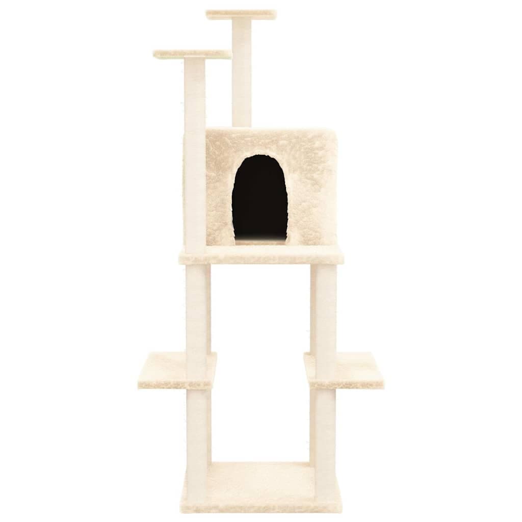 Albero per Gatti con Tiragraffi in Sisal Crema 144,5 cm — miniatura 3 di 6