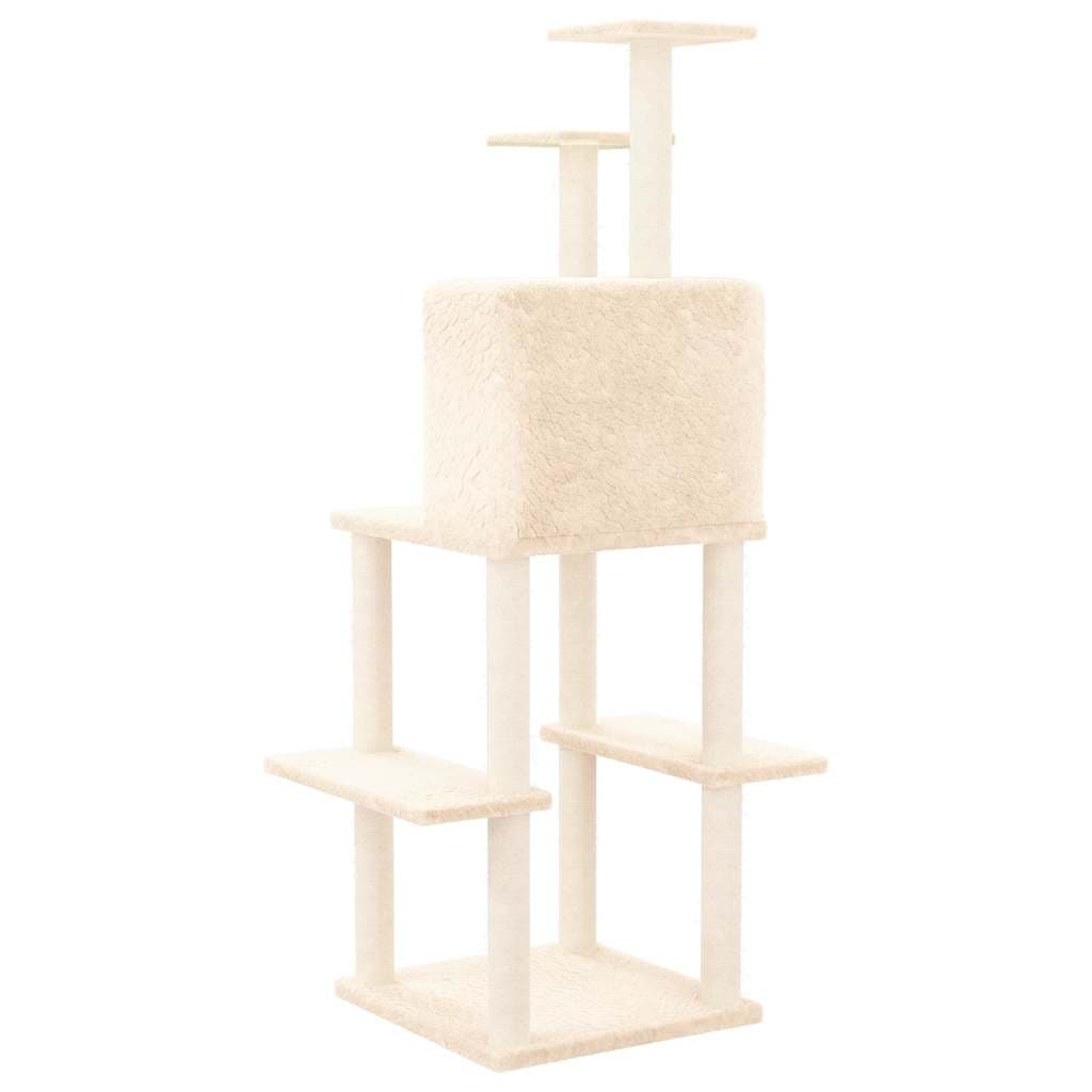 Albero per Gatti con Tiragraffi in Sisal Crema 144,5 cm — miniatura 4 di 6