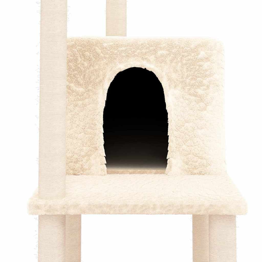 Albero per Gatti con Tiragraffi in Sisal Crema 144,5 cm — miniatura 5 di 6