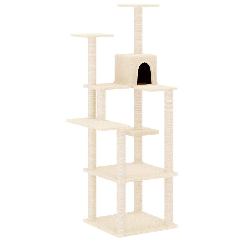 Albero per Gatti con Tiragraffi in Sisal Crema 153 cm — miniatura 2 di 6