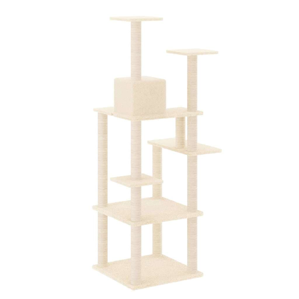 Albero per Gatti con Tiragraffi in Sisal Crema 153 cm — miniatura 4 di 6