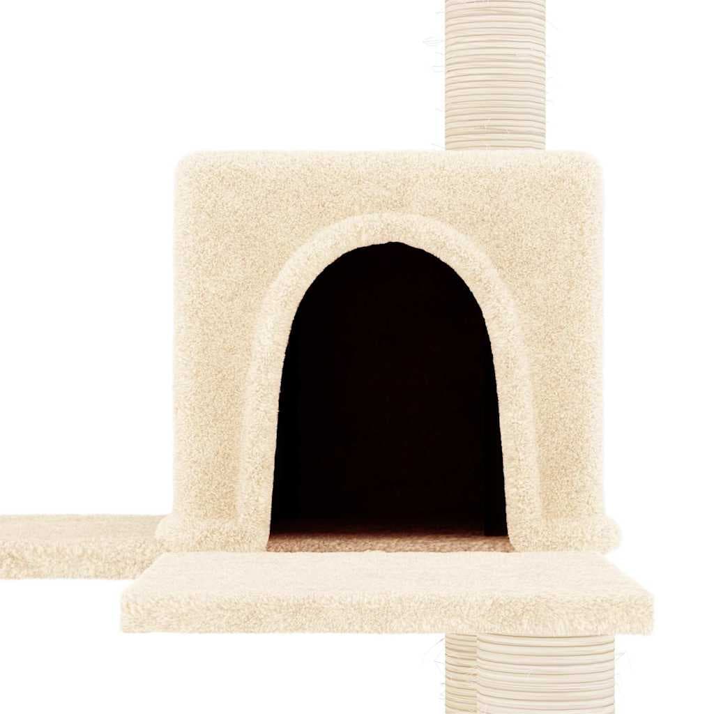 Albero per Gatti con Tiragraffi in Sisal Crema 153 cm — miniatura 5 di 6