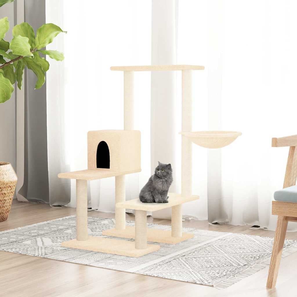 Albero per Gatti con Tiragraffi in Sisal Crema 94,5 cm — miniatura 1 di 6