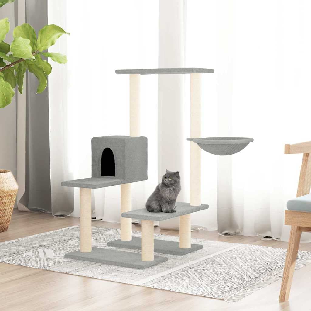 Albero per Gatti con Tiragraffi in Sisal Grigio Chiaro 94,5 cm — miniatura 1 di 6