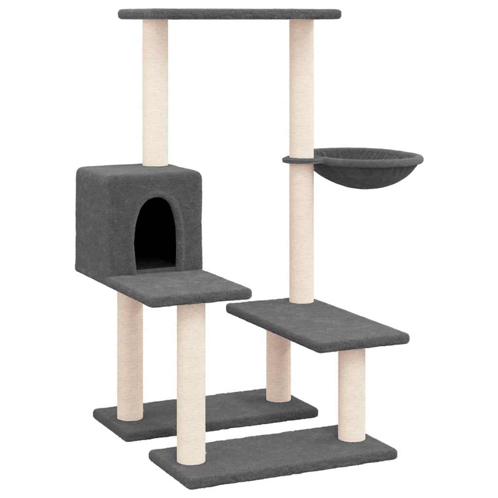 Albero per Gatti con Tiragraffi in Sisal Grigio Scuro 94,5 cm — miniatura 2 di 6