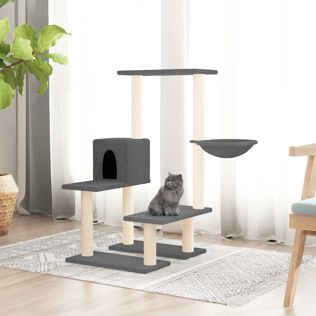Albero per Gatti con Tiragraffi in Sisal Grigio Scuro 94,5 cm — miniatura 1 di 6