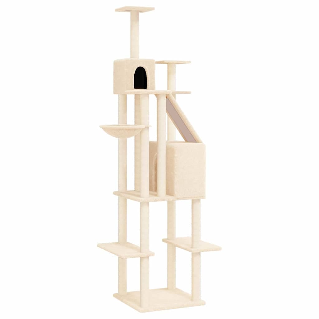 Albero per Gatti con Tiragraffi in Sisal Crema 201 cm — miniatura 2 di 6