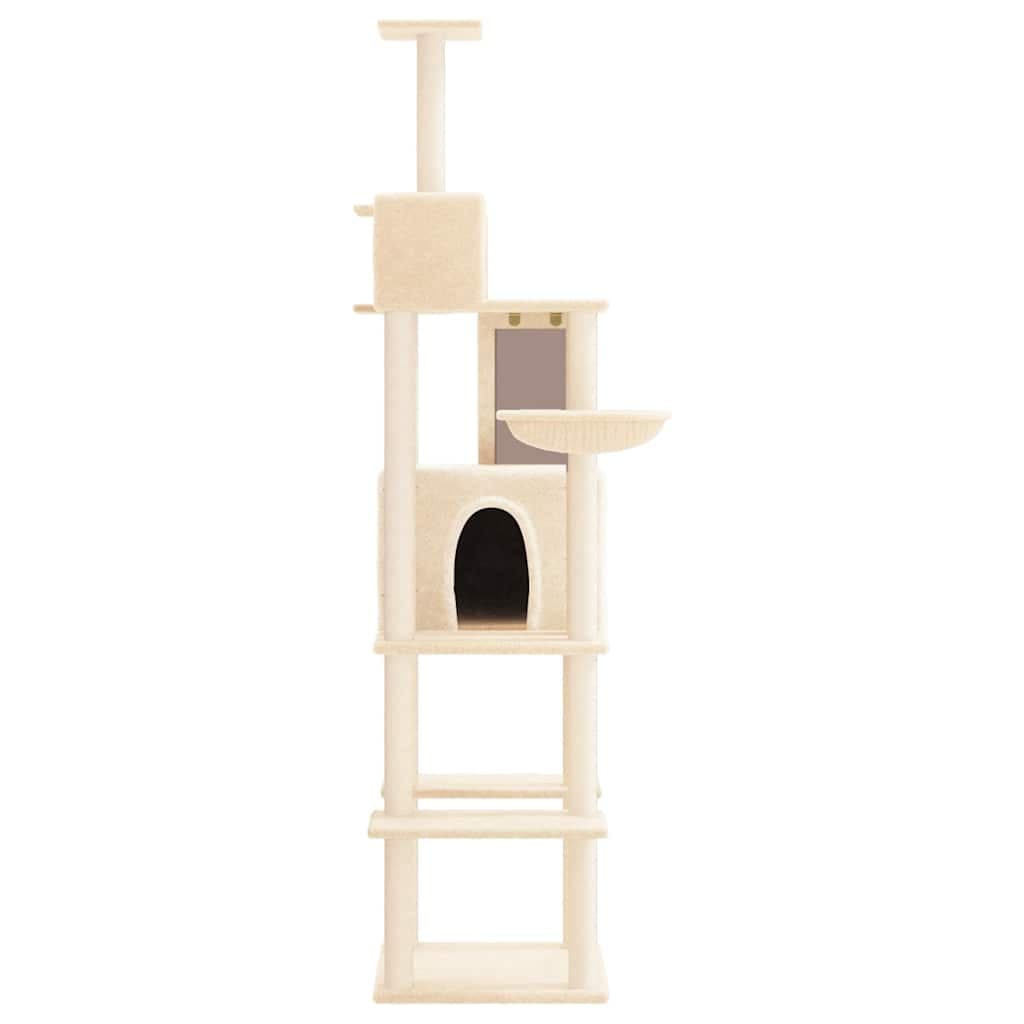 Albero per Gatti con Tiragraffi in Sisal Crema 201 cm — miniatura 3 di 6