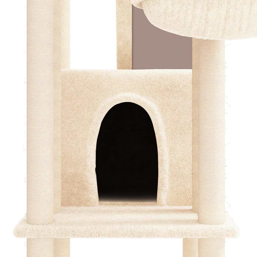Albero per Gatti con Tiragraffi in Sisal Crema 201 cm — miniatura 5 di 6