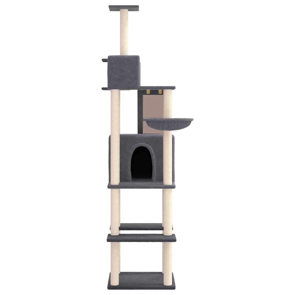 Albero per Gatti con Tiragraffi in Sisal Grigio Scuro 201 cm — miniatura 3 di 6