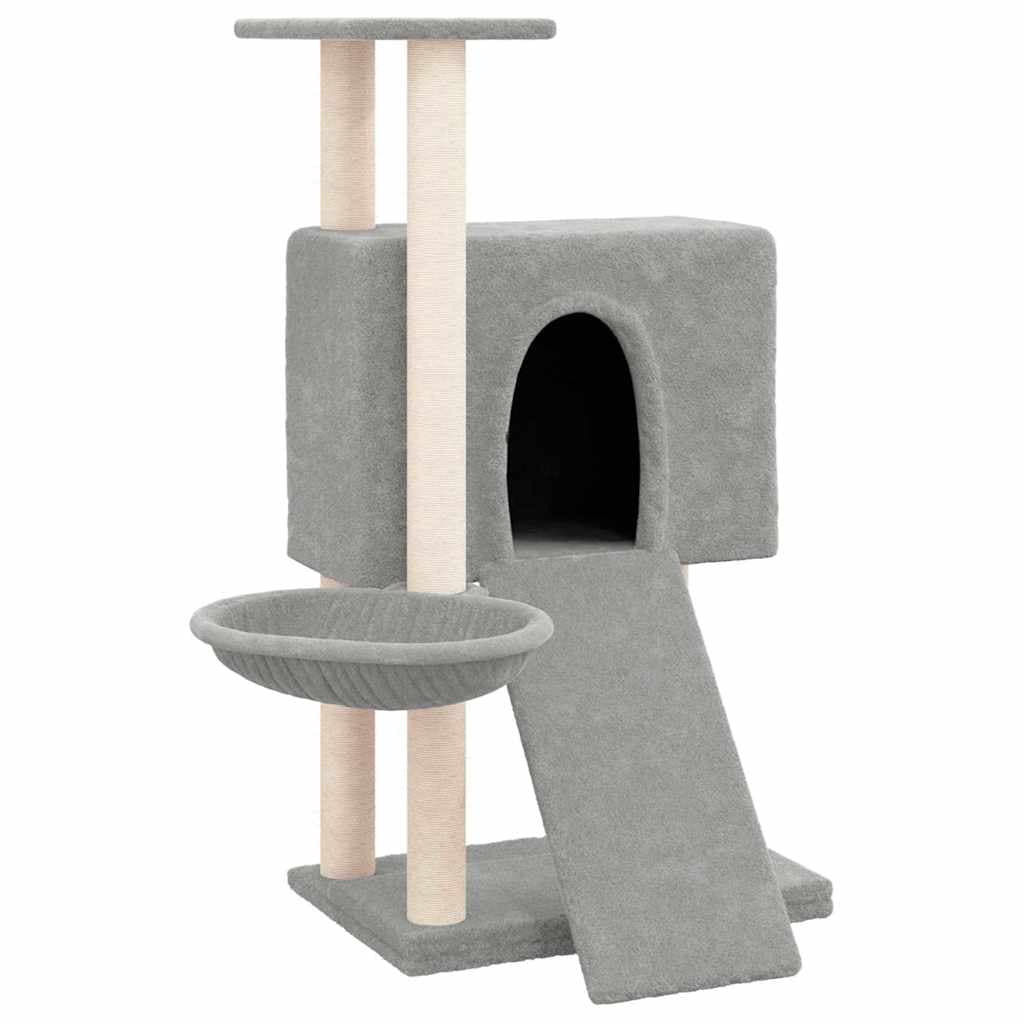 Albero per Gatti con Tiragraffi in Sisal Grigio Chiaro 96 cm — miniatura 2 di 6